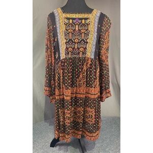 Akemi + Kin Dress Women’s Beaded Sheer Bohemian Embroidered Babydoll Vintage